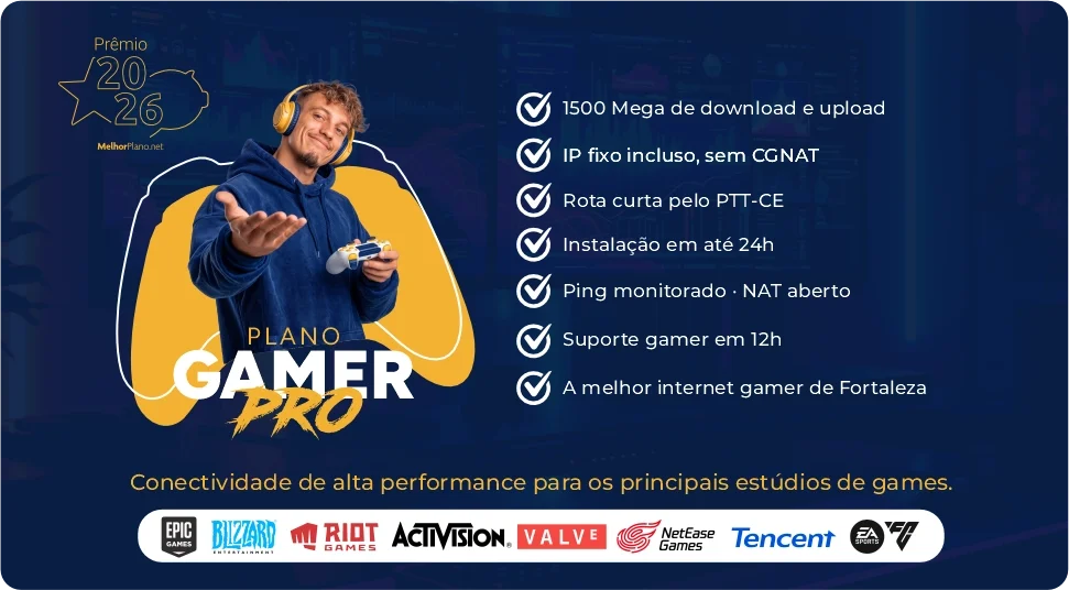 Sessão de jogo online com a fibra da Connect